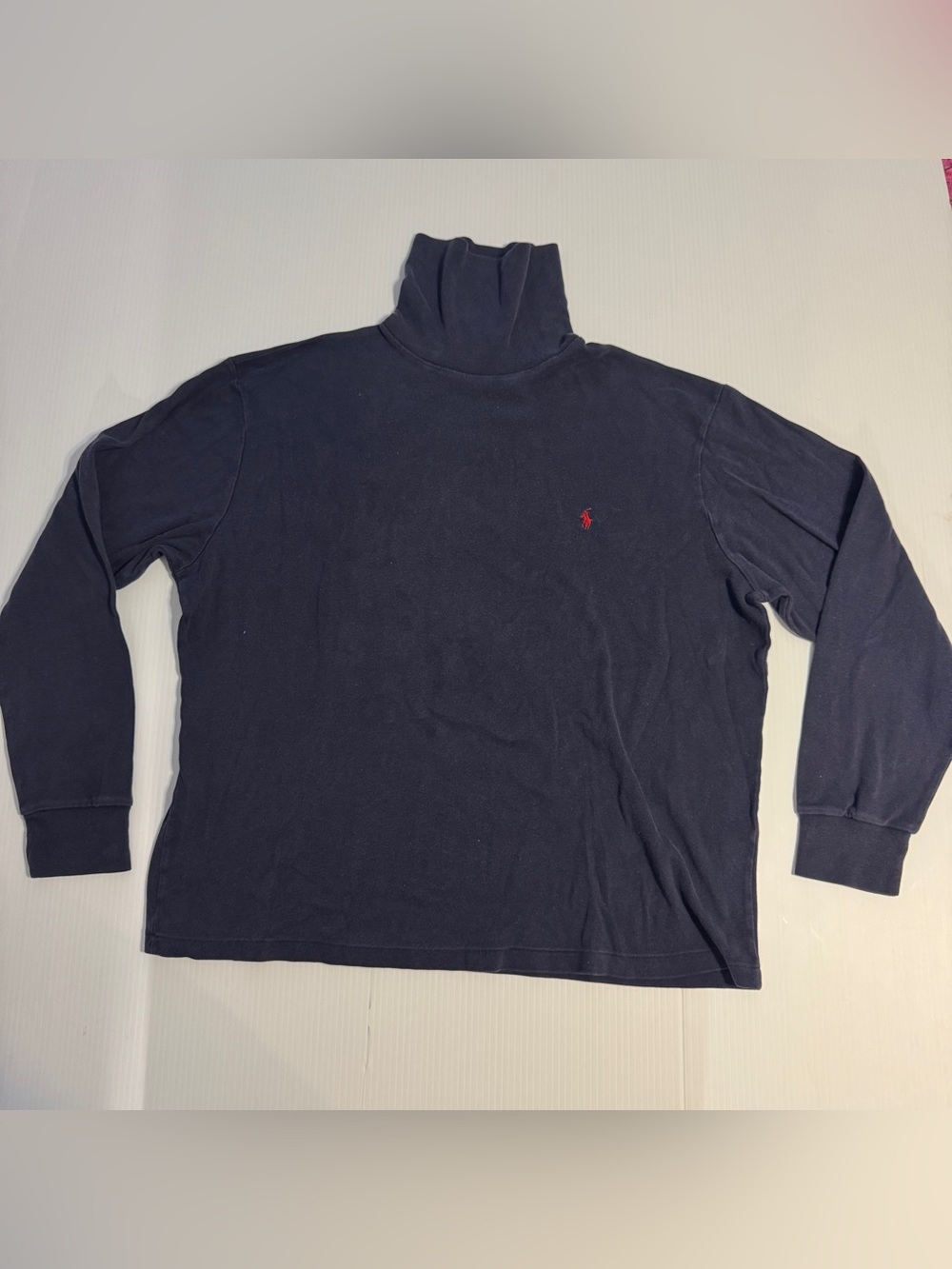 Vintage Polo Ralph Lauren Navy Blue Turtleneck Red Pony 90s Preppy Old Money L